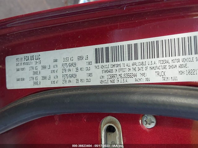 RAM 1500 Big Horn 2018 1C6RR7LM6JS356244 Image 9