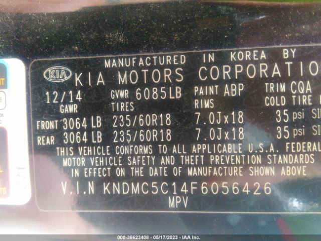 KNDMC5C14F6056426 KIA SEDONA EX