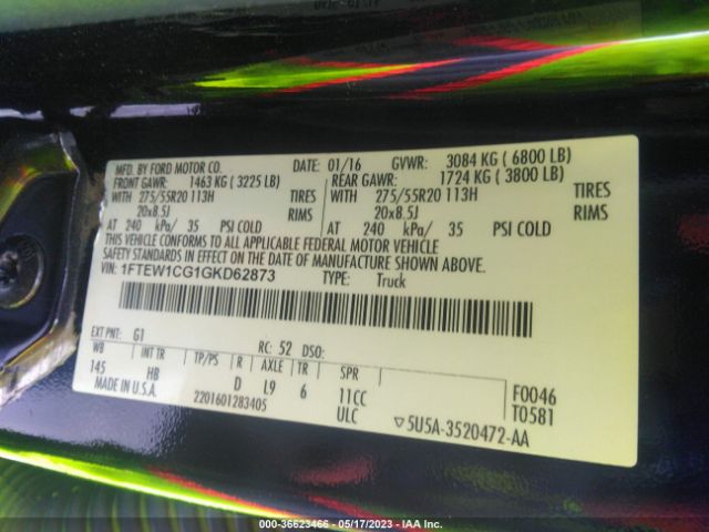 1FTEW1CG1GKD62873 Ford F-150 Xl/lariat