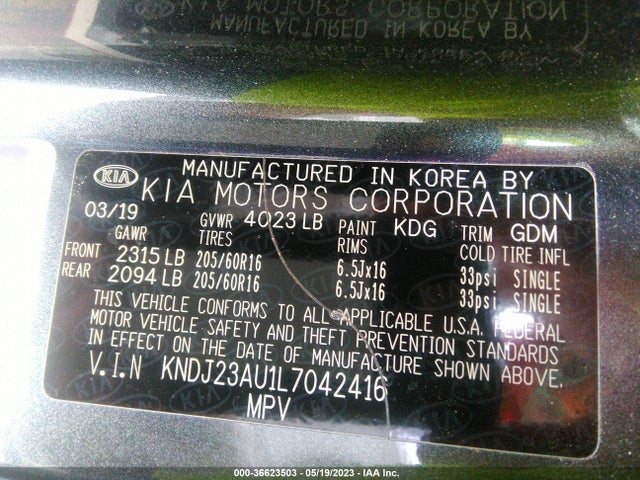 KIA SOUL LX 2020 KNDJ23AU1L7042416 Image 9
