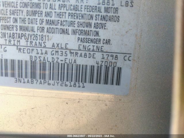 3N1AB7AP6JY261811 Nissan SENTRA SV