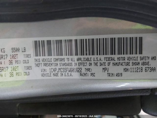 1C4PJMCS5FW601622 Jeep Cherokee Latitude