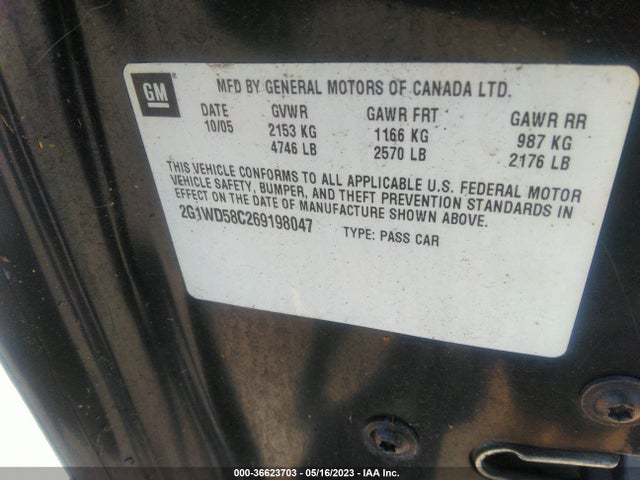2006 CHEVROLET IMPALA  SS VIN: 2G1WD58C269198047