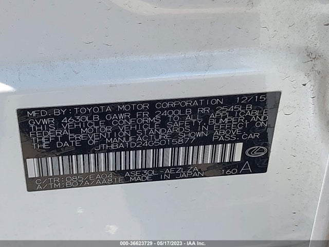 JTHBA1D24G5015877 Lexus IS 200T