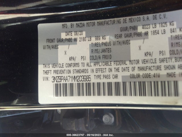 Mazda Mazda3 Sedan 2.0 2021 3MZBPAA71MM203985 Image 10