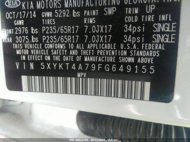 5XYKT4A79FG649155 KIA SORENTO LX