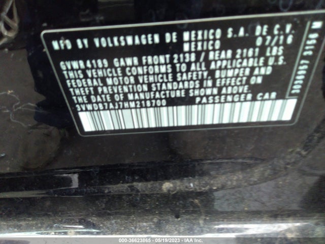 3VWDB7AJ7HM218700 Volkswagen Jetta 1.4t Se