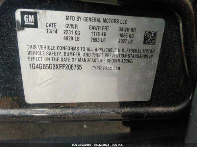1G4GB5G3XFF208765 Buick Lacrosse Leather