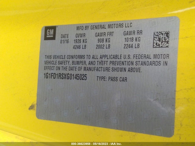 Chevrolet Camaro 2lt 2016 1G1FD1RSXG0145025 Image 11
