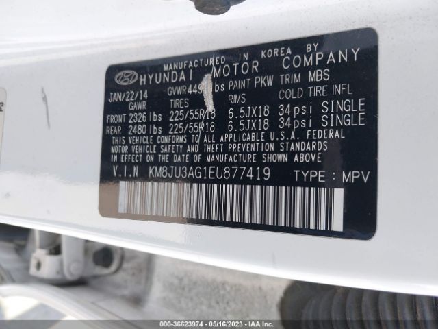 Hyundai Tucson Limited 2014 KM8JU3AG1EU877419 Image 10
