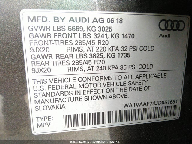 WA1VAAF74JD051681 Audi Q7 Prestige