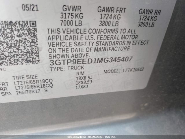 3GTP9EED1MG345407 GMC Sierra 1500 At4