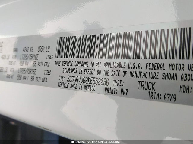 RAM Promaster Cargo Van 2019 3C6URVJG0KE552096 Image 10