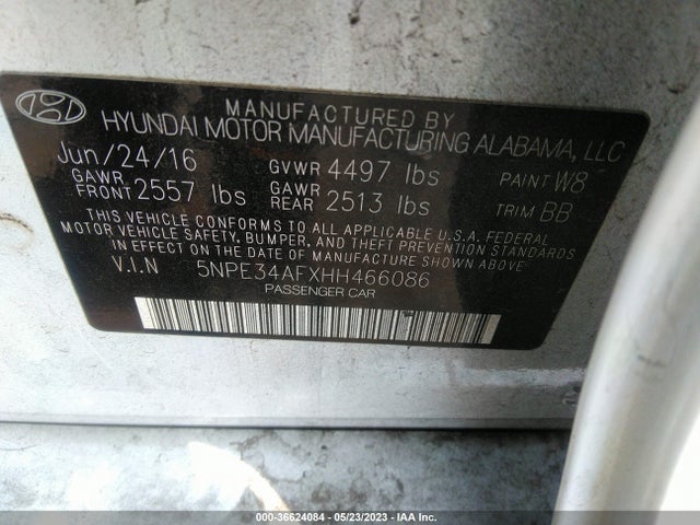 Hyundai Sonata Sport 2017 5NPE34AFXHH466086 Image 9