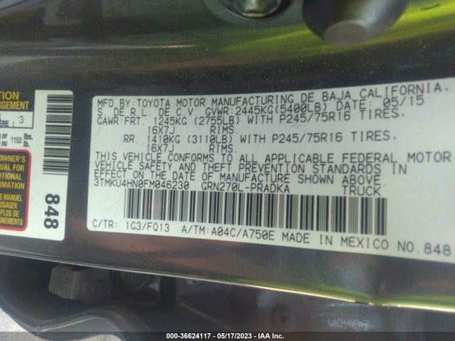 Toyota Tacoma Prerunner 2015 3TMKU4HN0FM046230 Image 11