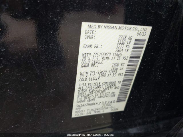 5N1AZ2MG8FN233340 Nissan Murano Platinum