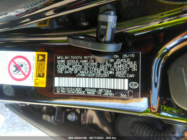 JTHBK1GG2F2202281 Lexus ES 350