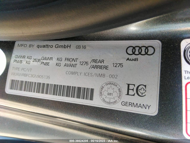 2016 Audi RS 7, VIN: WUAWRBFC3GN905135