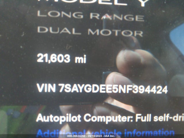 Tesla Model Y Long Range 2022 7SAYGDEE5NF394424 Image 8