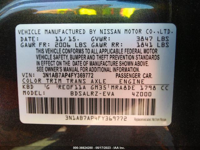 3N1AB7AP4FY369772 Nissan SENTRA SR