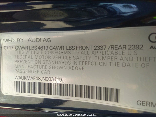 WAUKMAF48JN003419 Audi A4 Premium/tech Premium