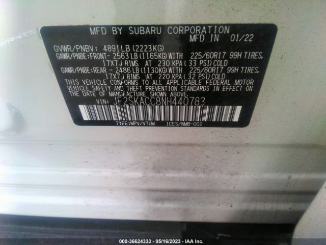 JF2SKACC8NH440783 Subaru Forester
