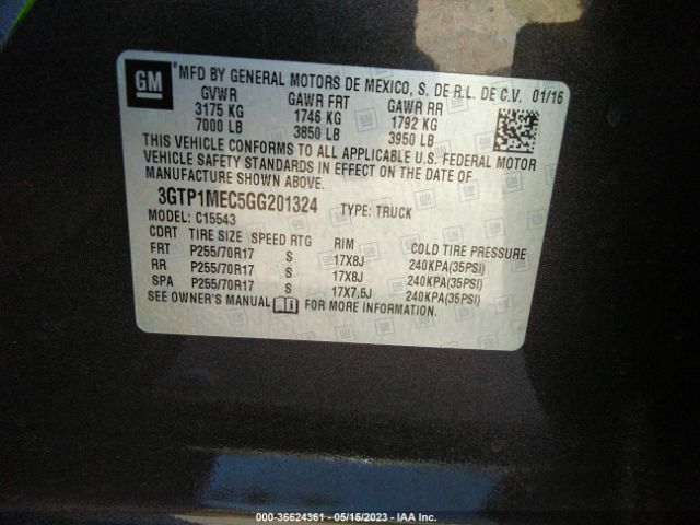 3GTP1MEC5GG201324 GMC Sierra 1500 Sle
