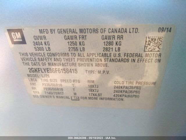 2GKFLYE36F6158415 GMC Terrain Slt