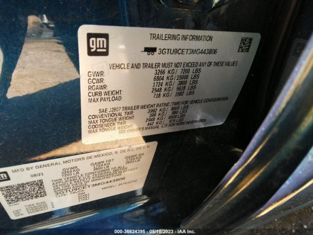 3GTU9CET3MG443806 GMC Sierra 1500 Elevation