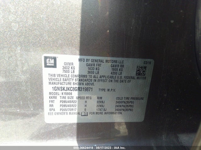 Chevrolet Suburban Ltz 2016 1GNSKJKC8GR319871 Image 11