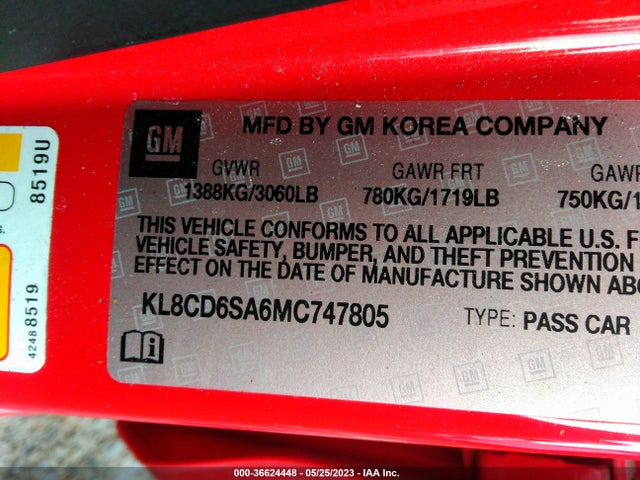 Chevrolet SPARK 1LT 2021 KL8CD6SA6MC747805 Image 9
