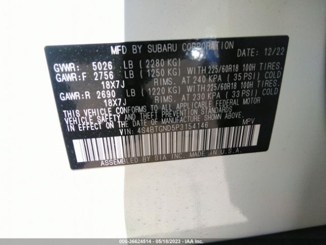 4S4BTGND5P3154146 Subaru Outback Limited Xt