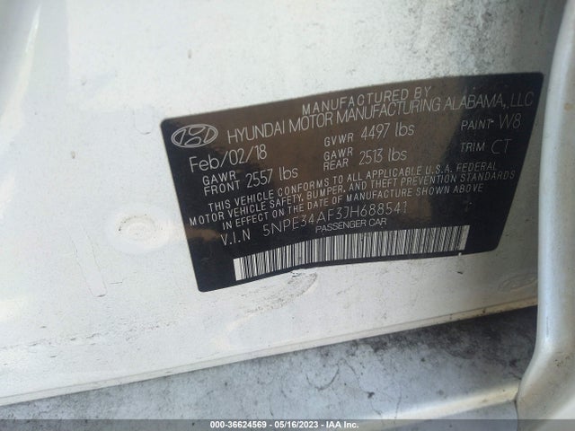 Hyundai Sonata Limited 2018 5NPE34AF3JH688541 Image 10