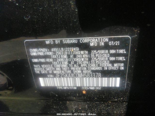 JF2SKAXC0MH583378 Subaru Forester Touring
