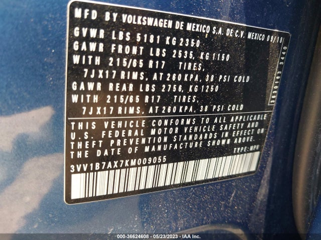 3VV1B7AX7KM009055 Volkswagen TIGUAN S