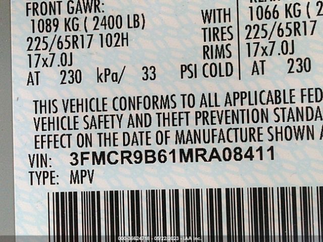3FMCR9B61MRA08411 Ford Bronco Sport Big Bend