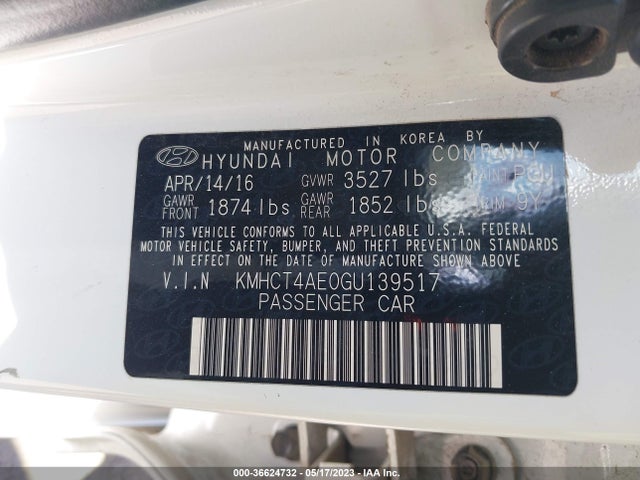 Hyundai ACCENT SE 2016 KMHCT4AE0GU139517 Image 10