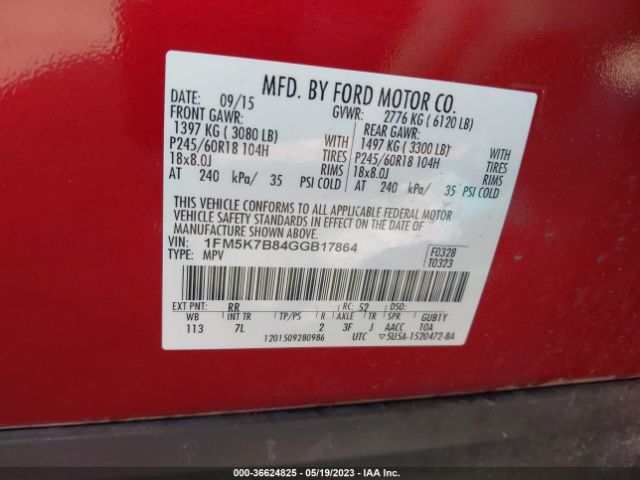 1FM5K7B84GGB17864 Ford Explorer Base