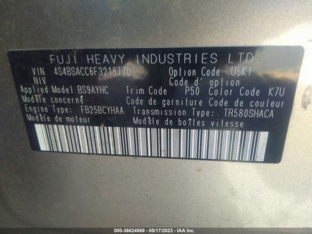 4S4BSACC6F3218770 Subaru Outback 2.5i Premium