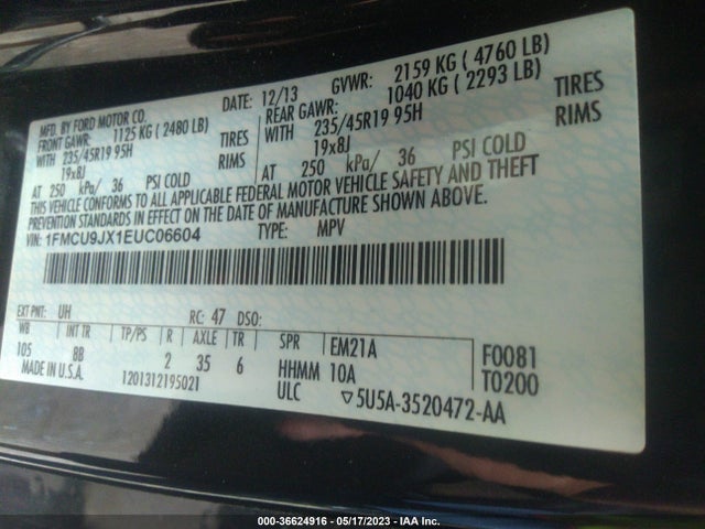 1FMCU9JX1EUC06604 Ford Escape Titanium