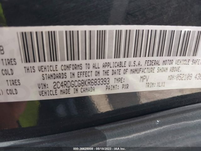 2C4RDGCG8KR683393 Dodge Grand Caravan Sxt