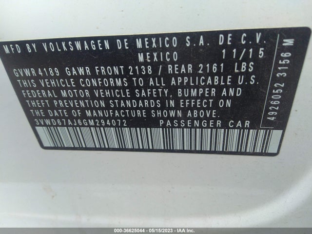 3VWD67AJ6GM294072 Volkswagen Jetta Sedan 1.4t Se