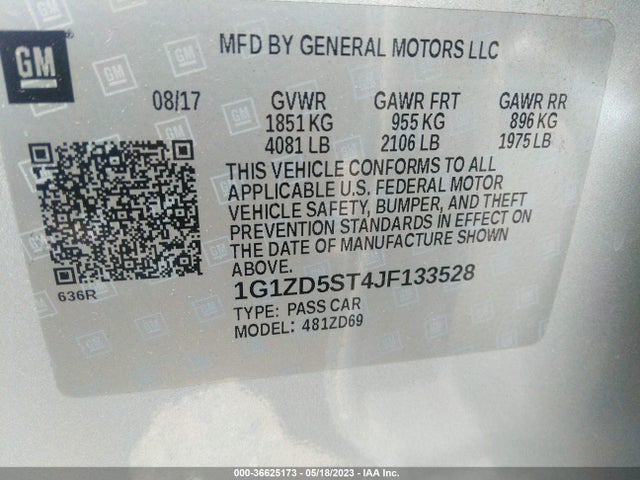 Chevrolet MALIBU LT 2018 1G1ZD5ST4JF133528 Image 9