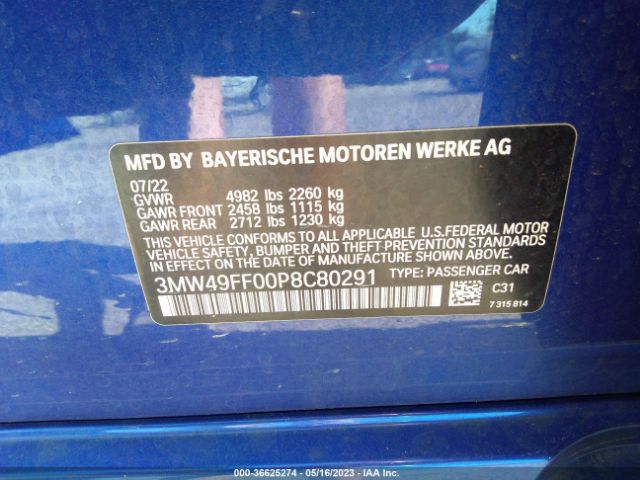 3MW49FF00P8C80291 BMW 3 Series M340i Xdrive
