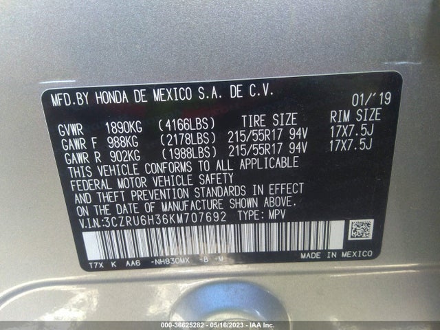 Honda HR-V LX 2019 3CZRU6H36KM707692 Image 11