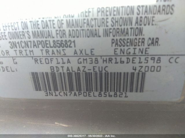 3N1CN7AP0EL856821 Nissan Versa S Plus