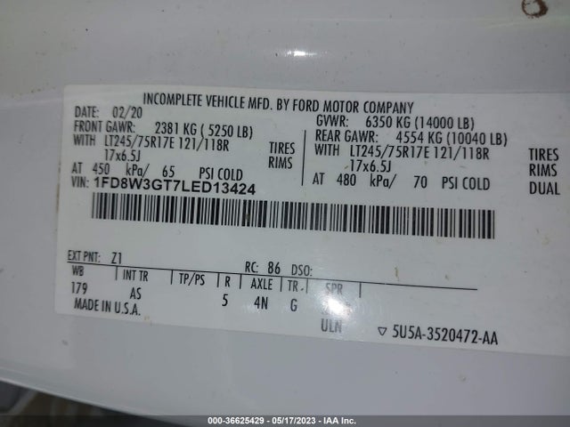 2020 FORD SUPER DUTY F-350 DRW 1FD8W3GT7LED13424 Photo 8