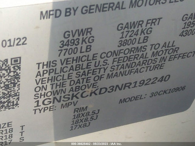 Chevrolet Suburban Lt 2022 1GNSKCKD3NR192240 Image 9