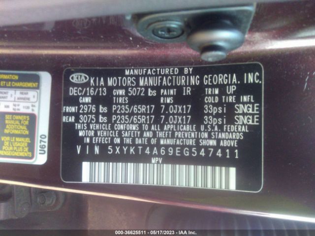 5XYKT4A69EG547411 KIA SORENTO LX