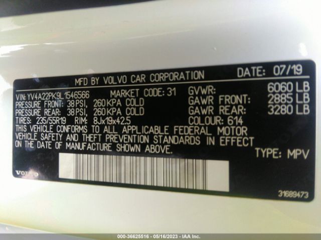 YV4A22PK9L1546566 Volvo Xc90 Momentum